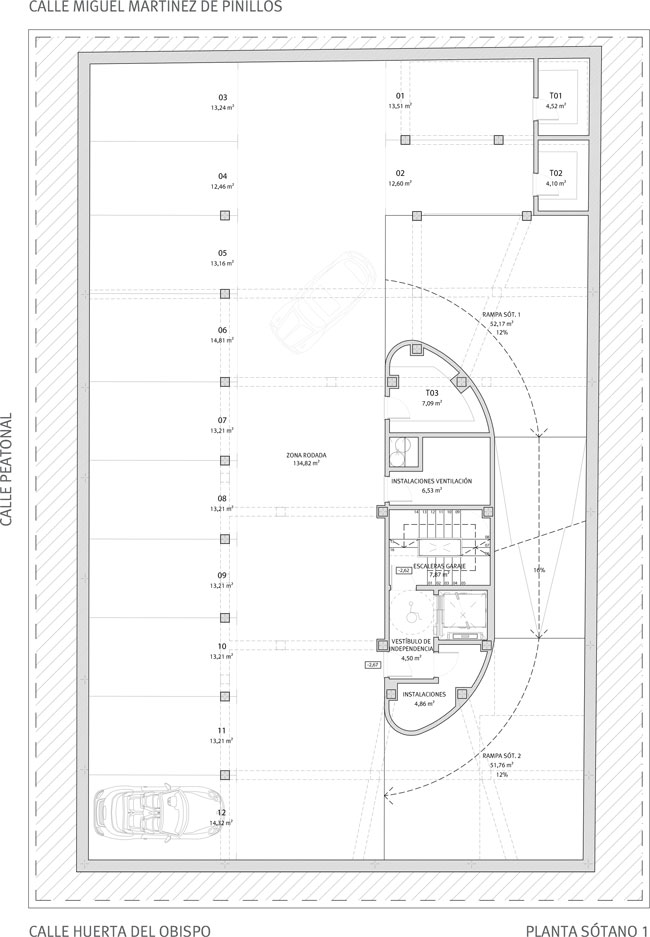 Planta Sótano 1 Huerta del Obispo 9-11-13. Viviendas en régimen de cooperativa. Información y Venta: 626 842 176